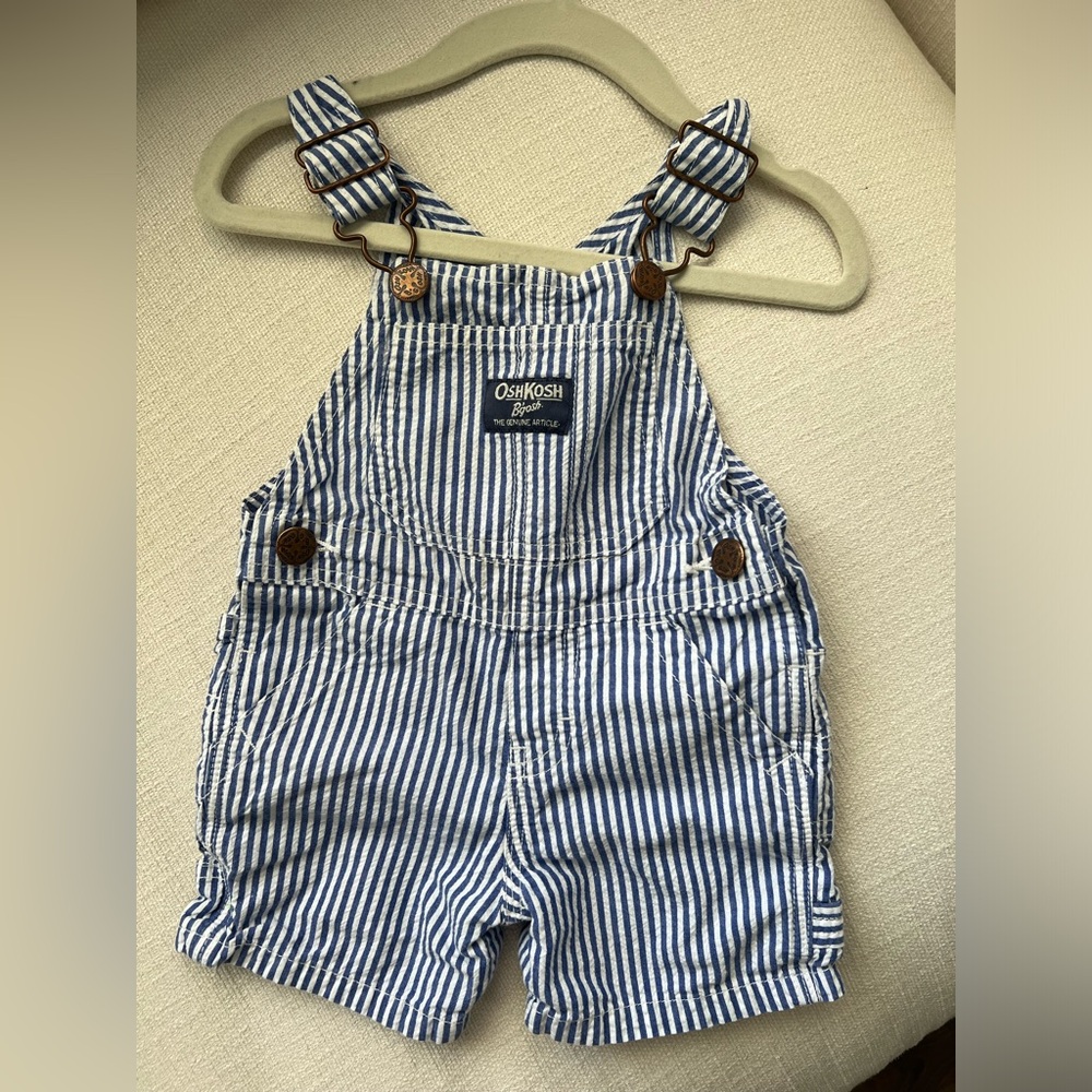 OshKosh B'gosh Navy and White Striped Overalls